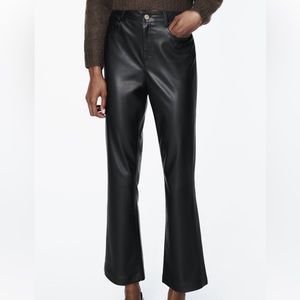 Zara Leather Mini Ankle Crop Flare Pants size 4